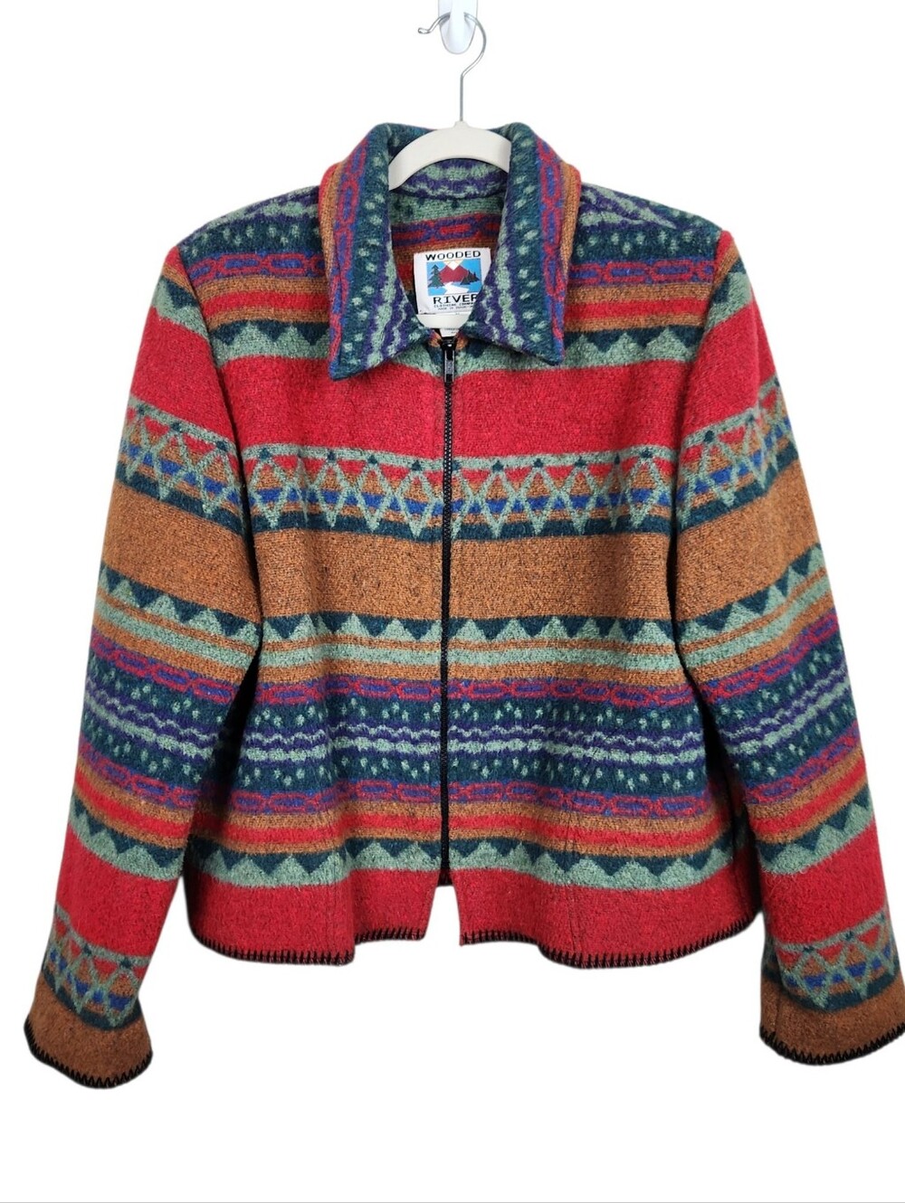 Wooded River Multicolor Western Zip Front Wool Blend Jacket Womens Medium